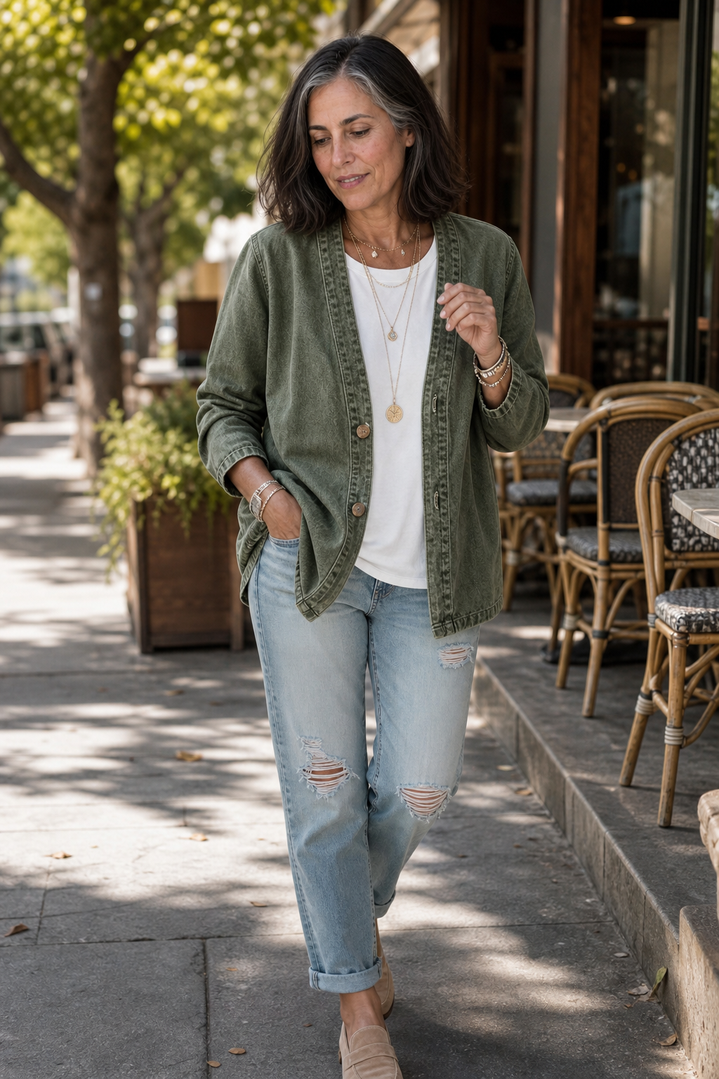 Washed Denim-Look Jacket