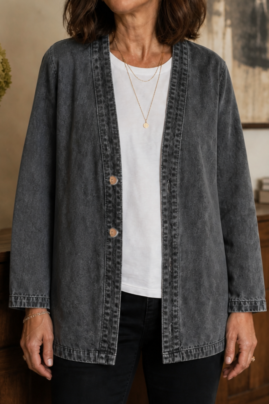 Washed Denim-Look Jacket