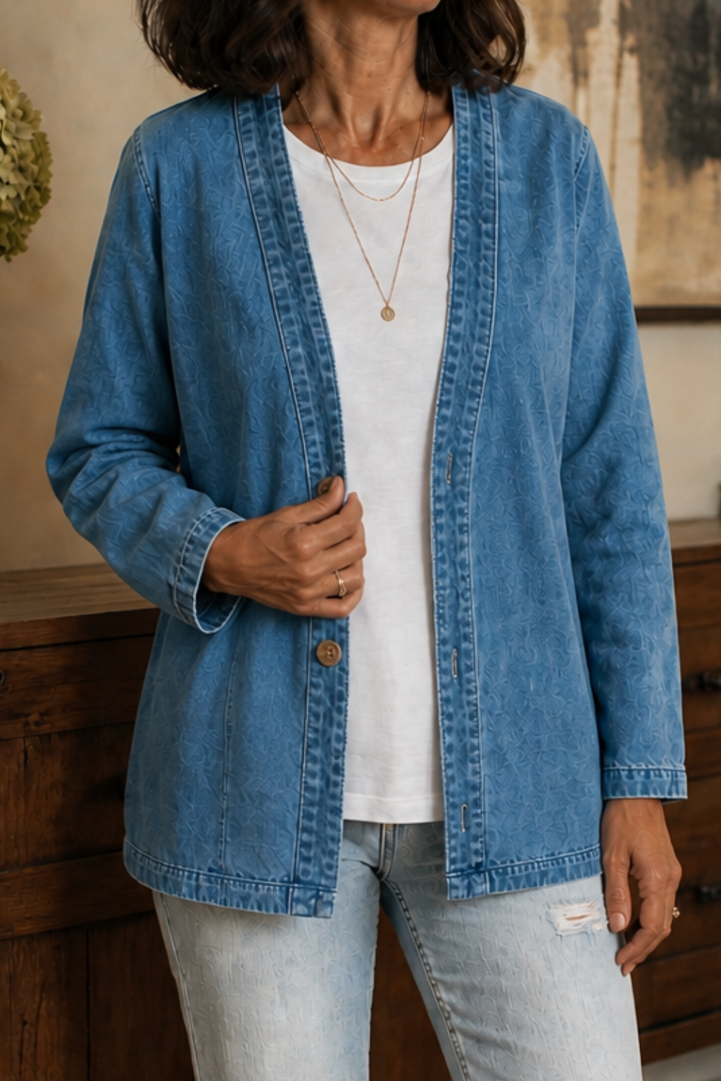 Washed Denim-Look Jacket