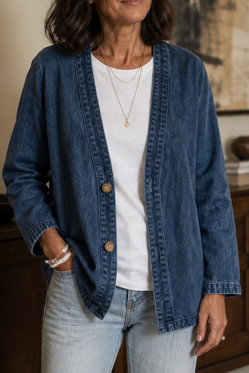 Washed Denim-Look Jacket