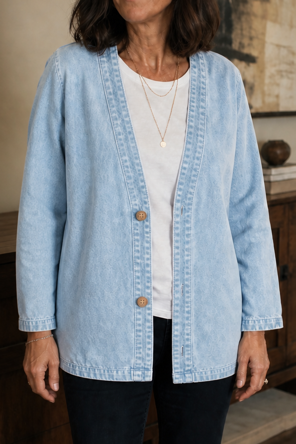Washed Denim-Look Jacket