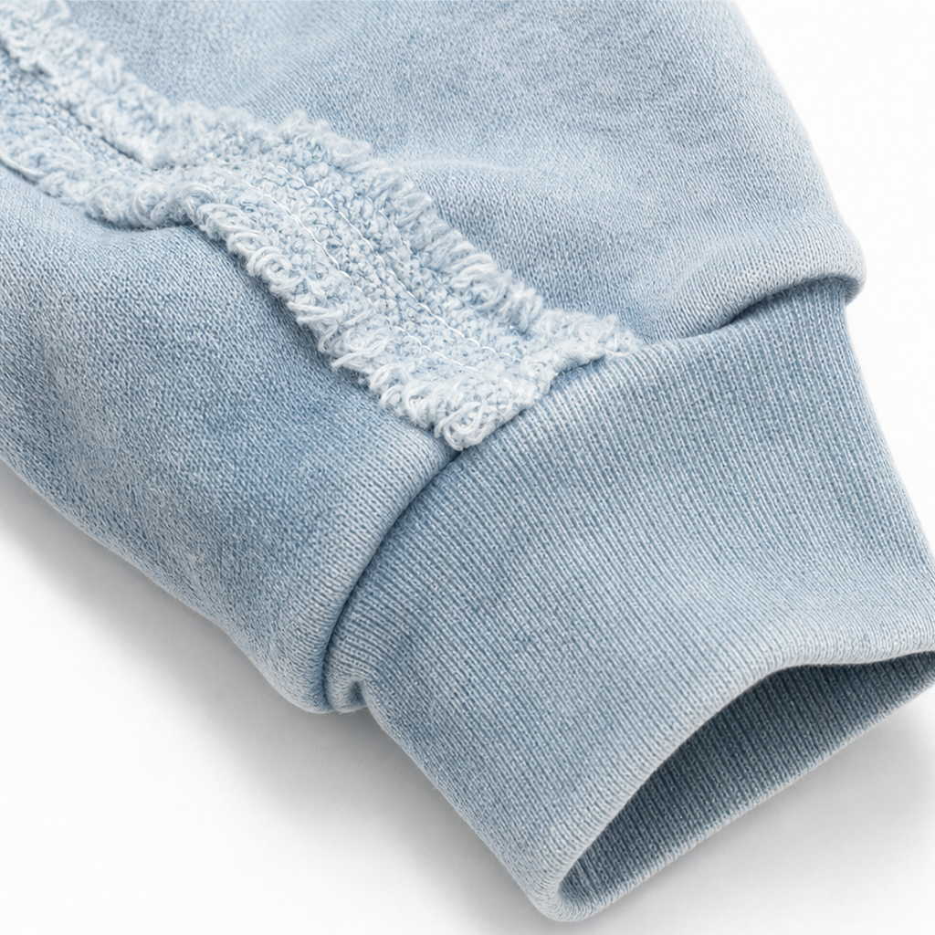 Washed Raw-Edge Oversized Zip-Up Hoodie