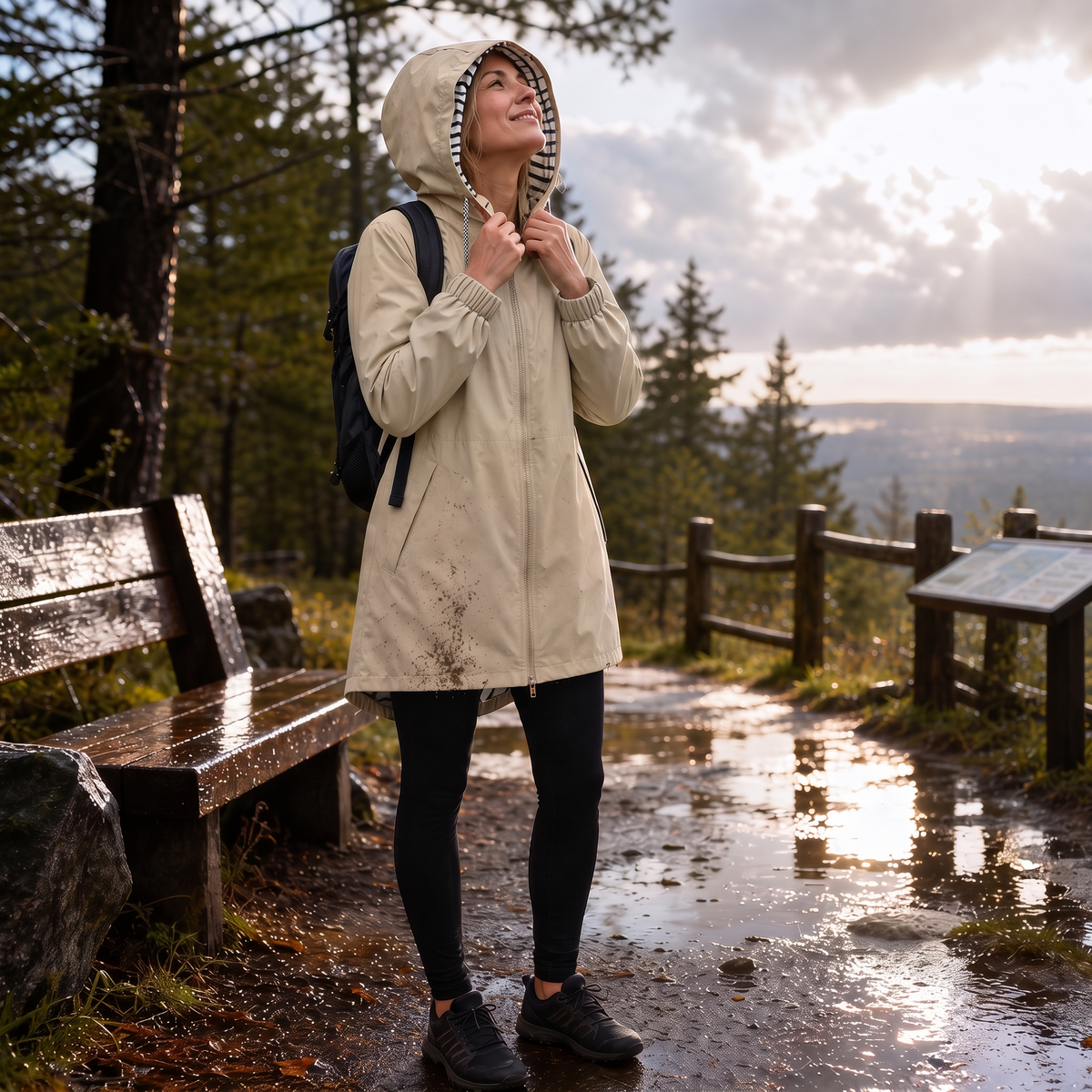 Waterproof Hooded Packable Rain Jacket