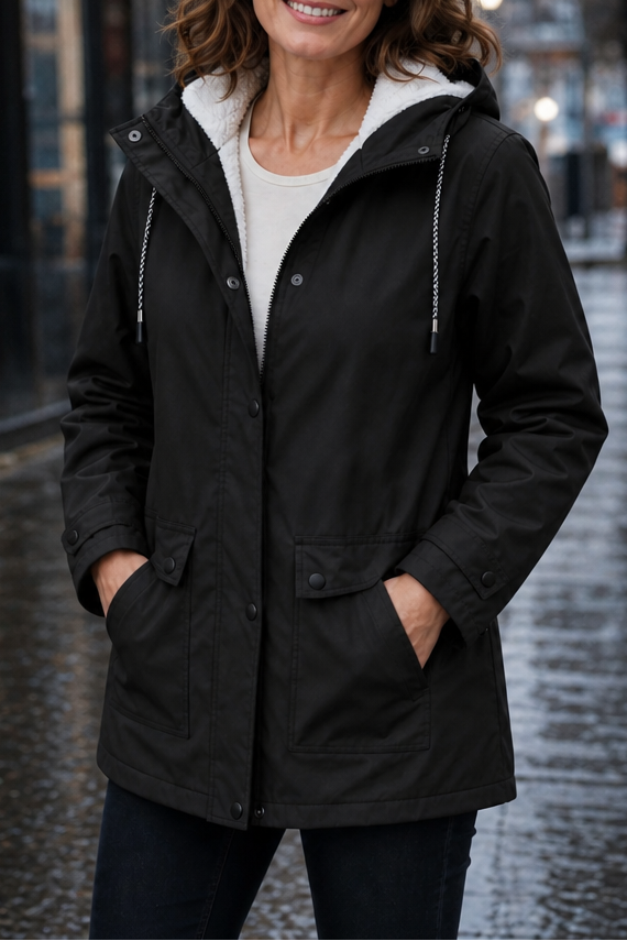 Waterproof Plush-Lined Hooded Jacket