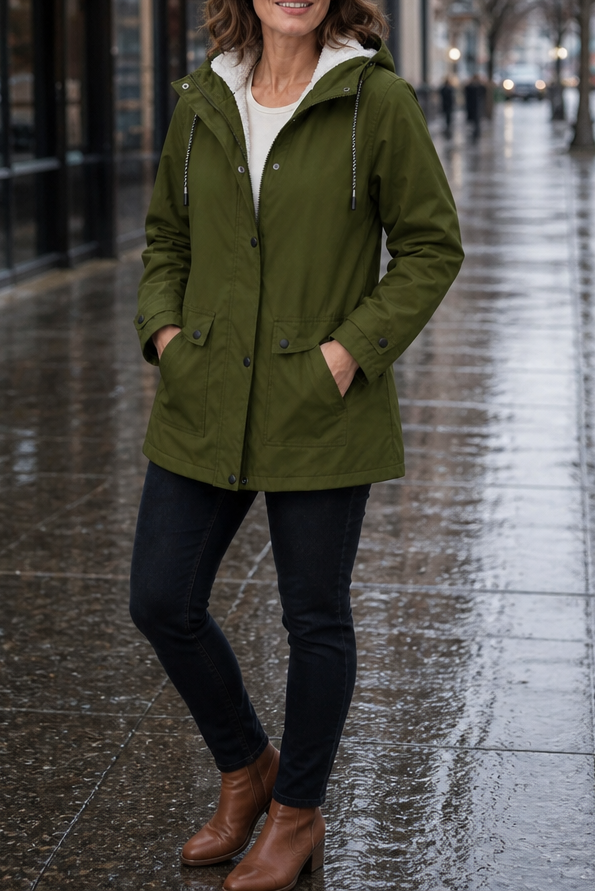 Waterproof Plush-Lined Hooded Jacket