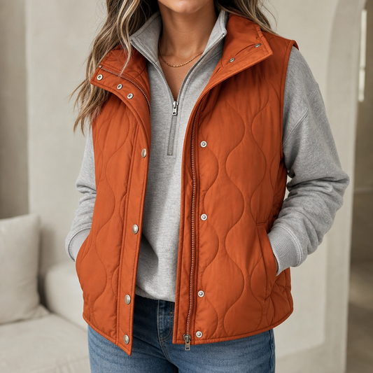 Wavy Quilted Cropped Vest