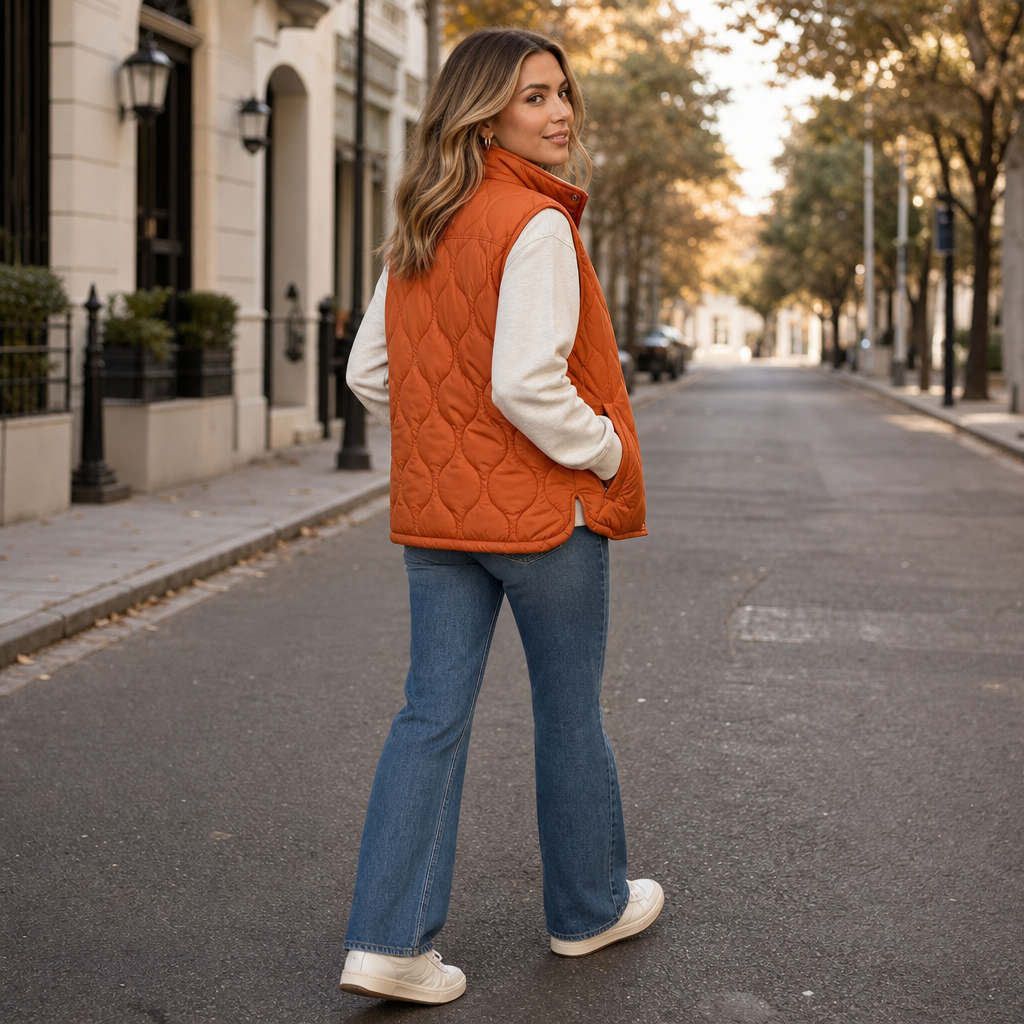 Wavy Quilted Cropped Vest