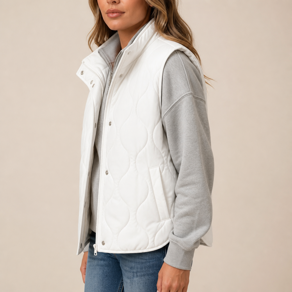 Wavy Quilted Cropped Vest