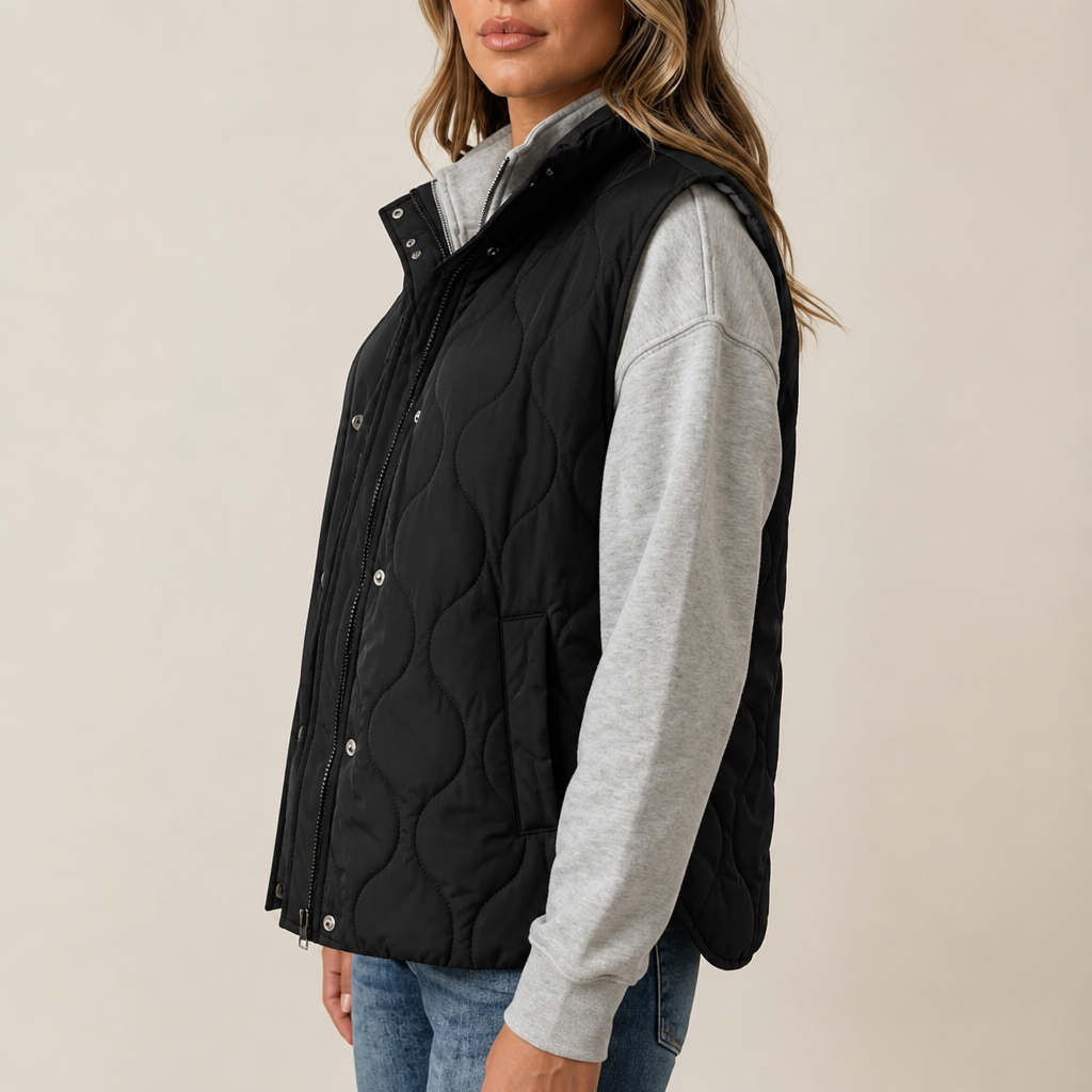Wavy Quilted Cropped Vest