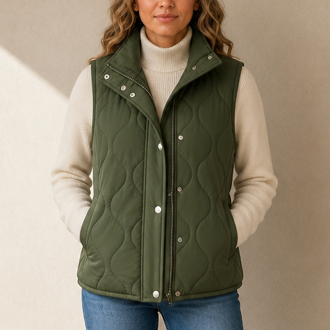 Wavy Quilted Cropped Vest