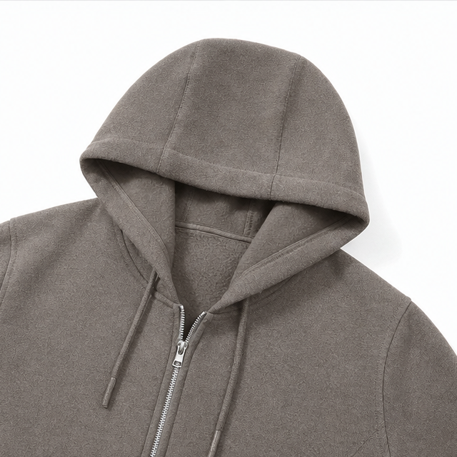 Zip-Front Hooded Mid-Length Knit Cardigan