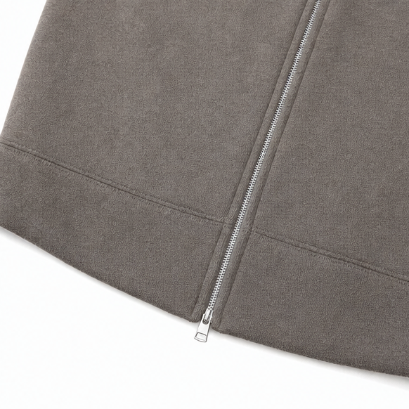 Zip-Front Hooded Mid-Length Knit Cardigan
